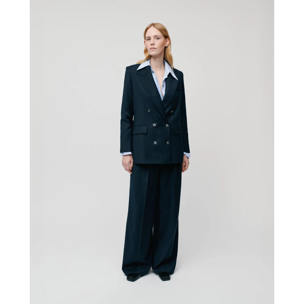 IVY OAK Wijde Plooiende Broek Donkerblauw Blue Dames