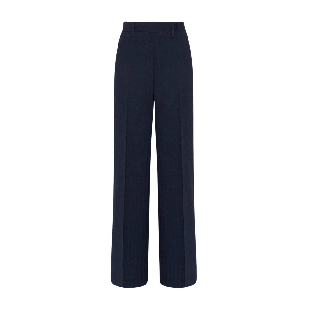 Kiton Herringbone Wool Trousers Blue Dames