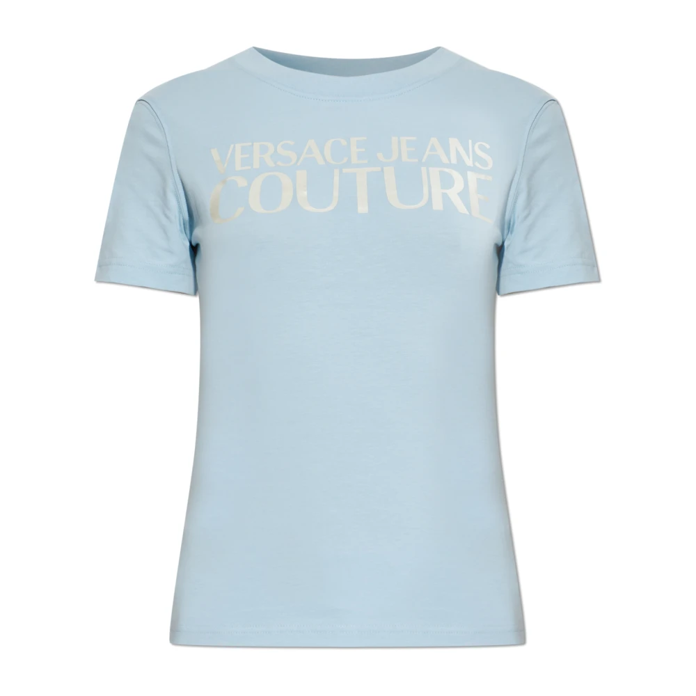 Versace Jeans Couture Femme Bleu Tops, Taille: 36 Fr T-Shirt Avec Logo Imprimé