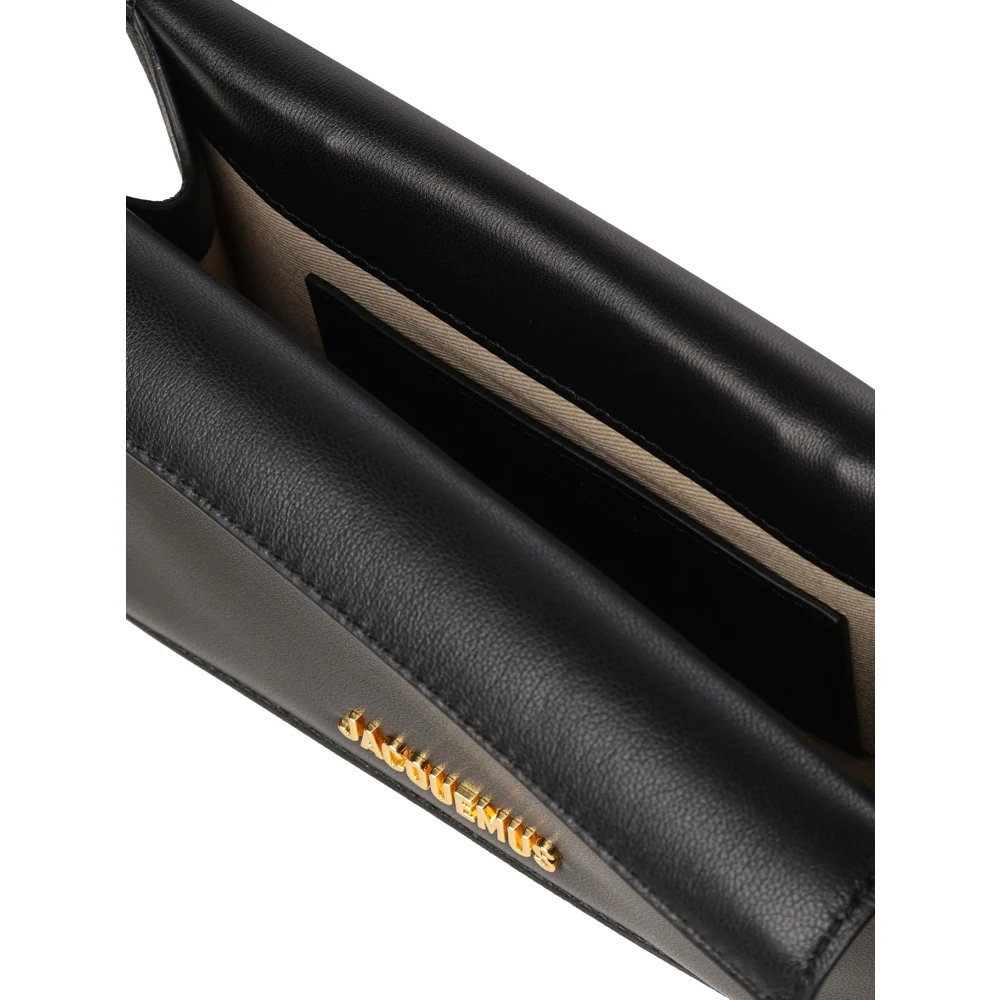 Jacquemus Zwarte leren clutch met metalen afwerking Black Dames