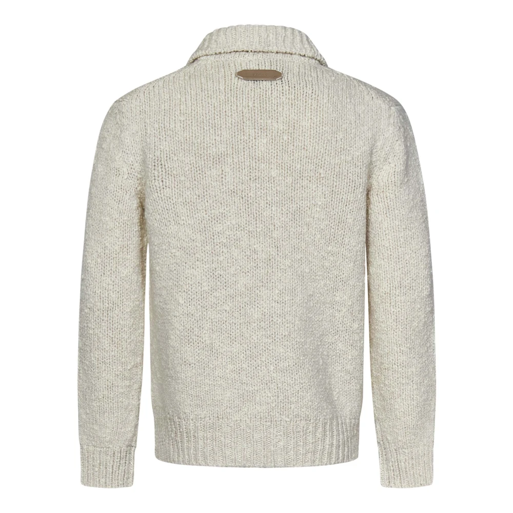 Brioni Beige Gebreide Rits Cardigan Aw24 Beige Heren