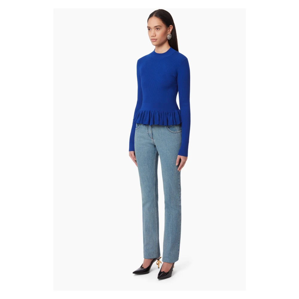 Nina Ricci Blauwe Ruffle Peplum Sweater Blue Dames