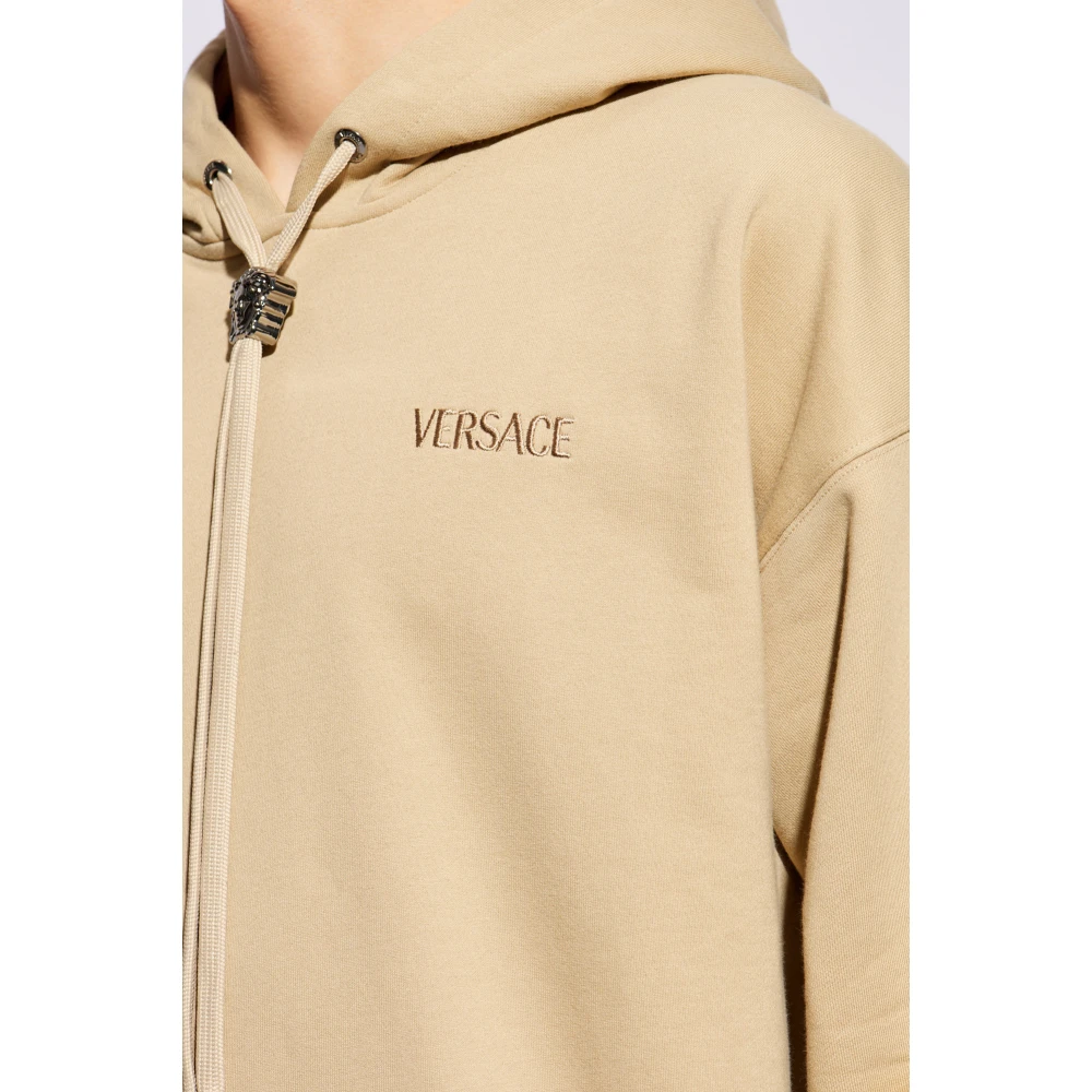 Versace Hoodie met logo Beige Heren