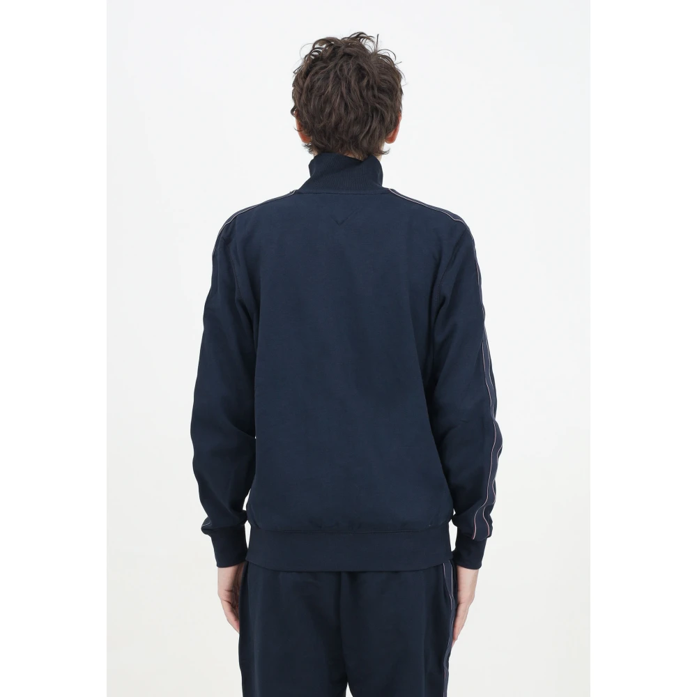 Tommy Hilfiger Blauwe Zip Sweater Sportief Design Blue Heren