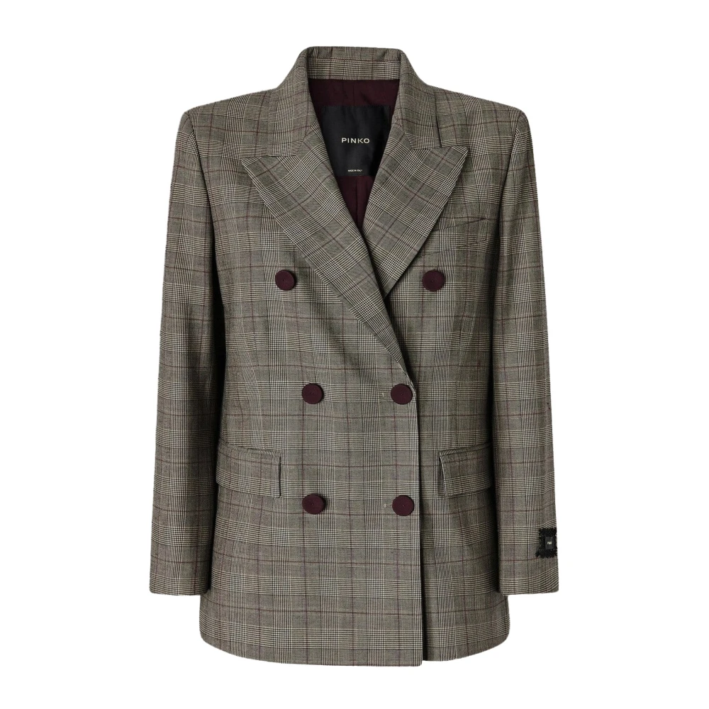 Pinko Donna Beige - Giacca Doppiopetto Principe Di Galles - Jackets - M - Immagine 8