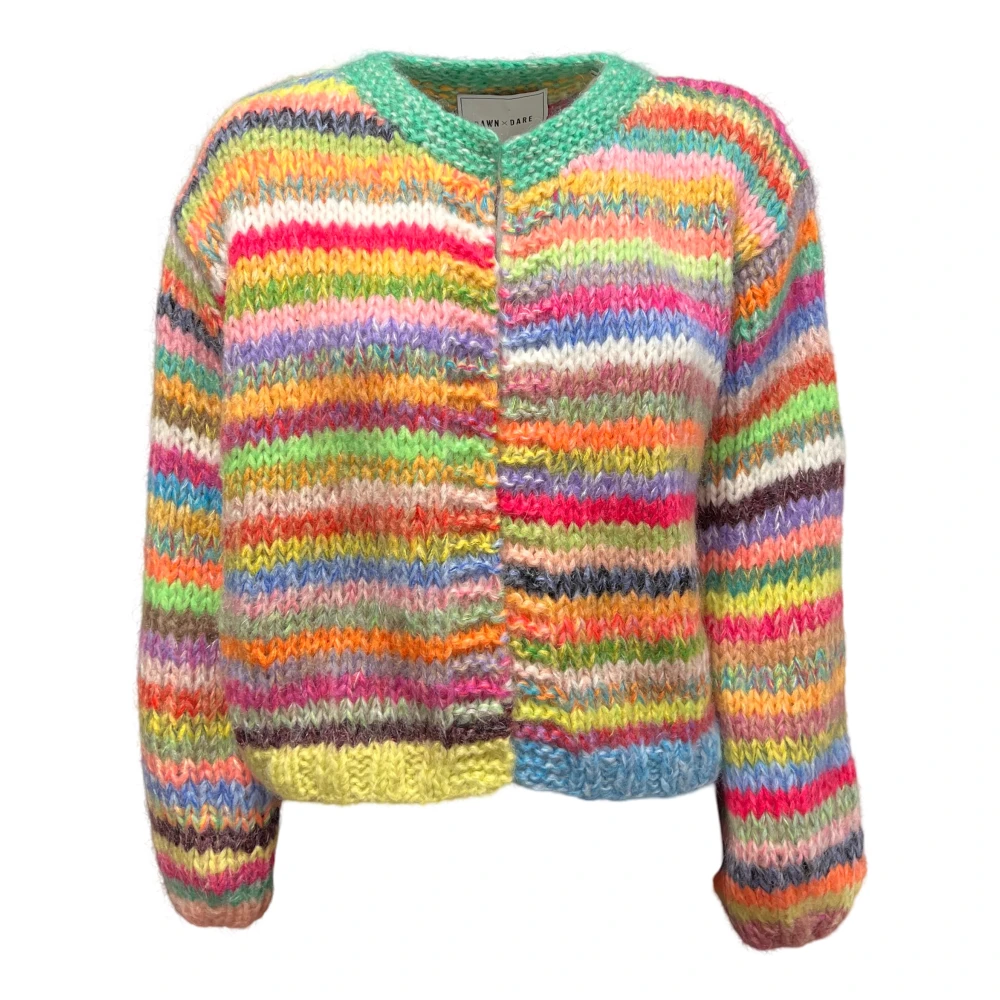 Dawn x Dare Gestreepte Gebreide Vest Casual Fit Ronde Hals Multicolor Dames