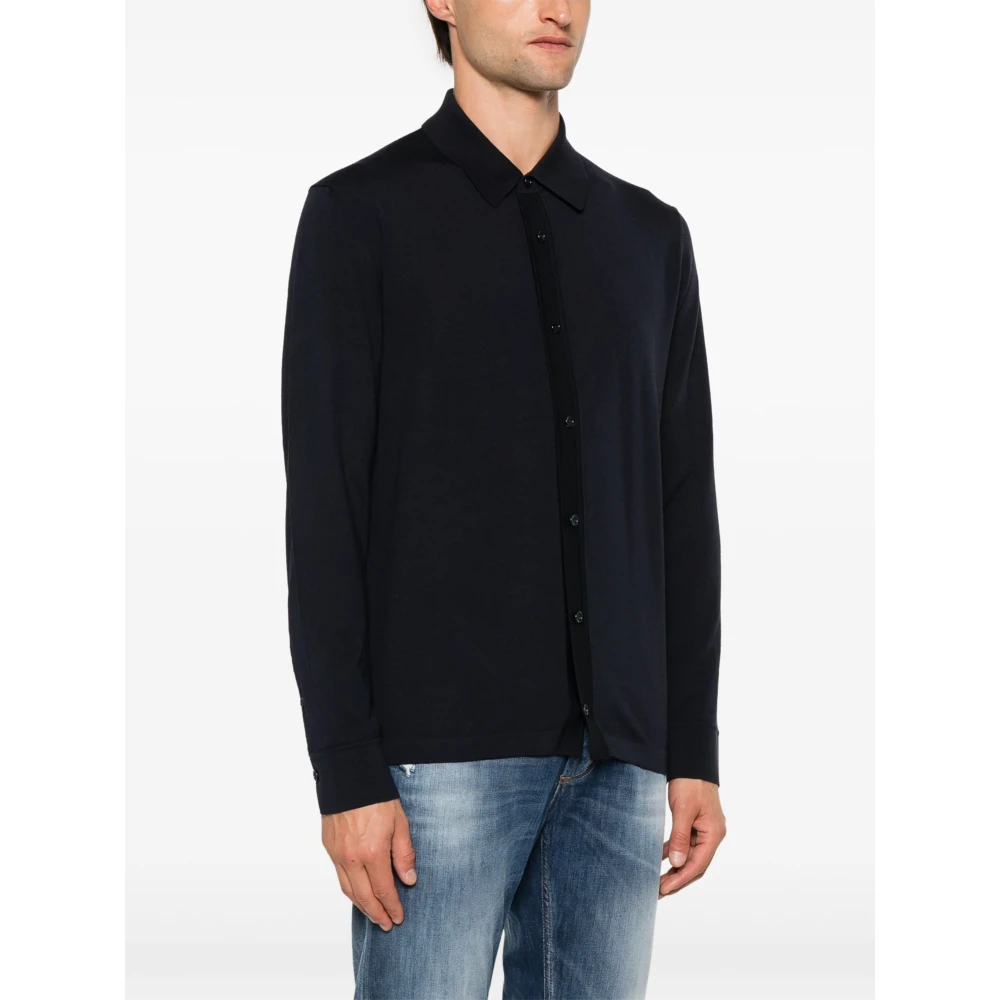Brioni Luxe Wol Polo Shirt Blue Heren
