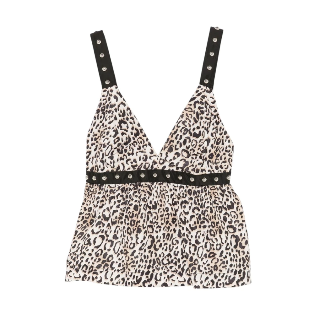 Liu Jo Women's Multicolor Animalier Top With Studs - M - Tops