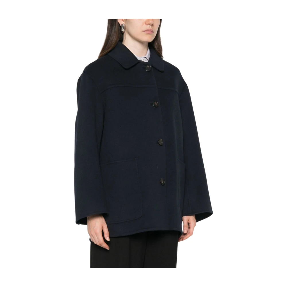 Max Mara , Light Jackets, Female, Blue, Xs, Giaccone In Lana Vergine