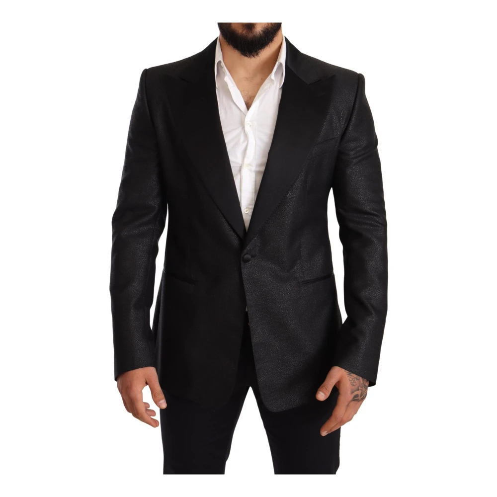 Dolce & Gabbana Men's Black Metallic Slim Jacket Tuxedo Blazer