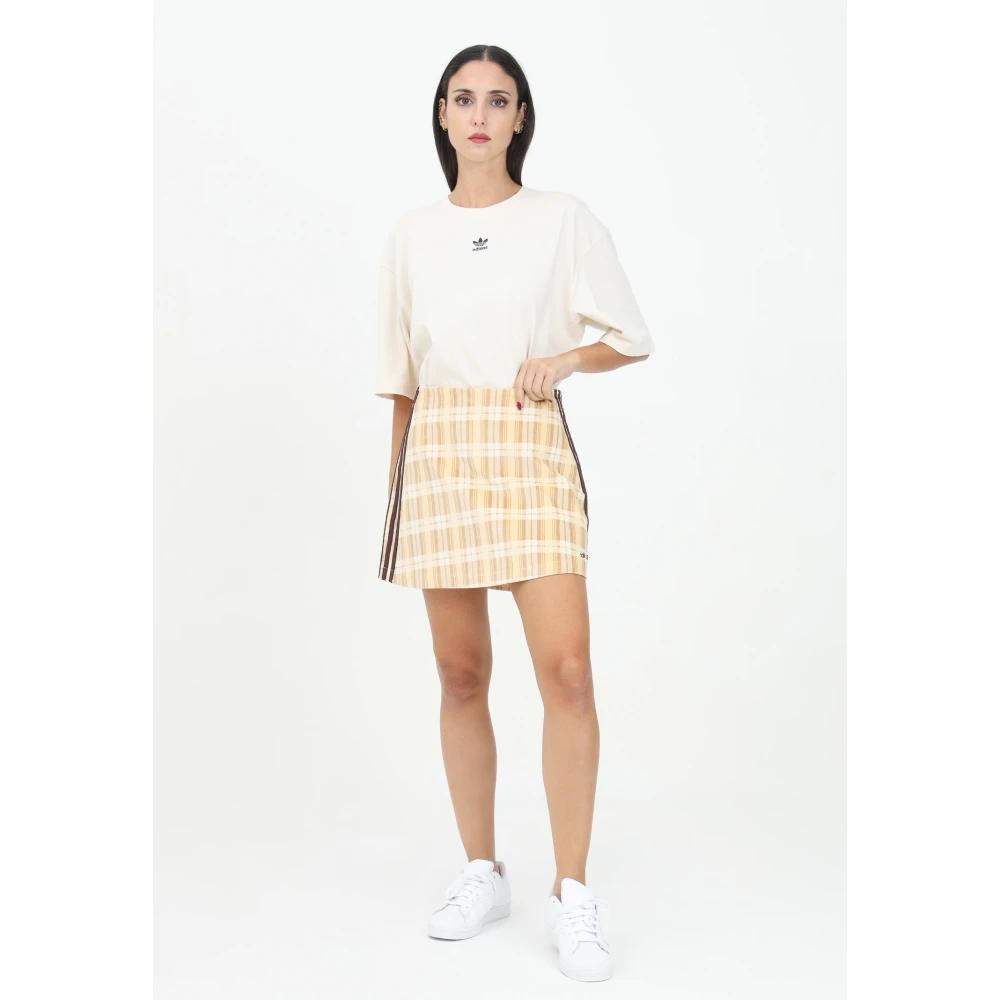 adidas Originals Corduroy Tartan Rok Beige Dames