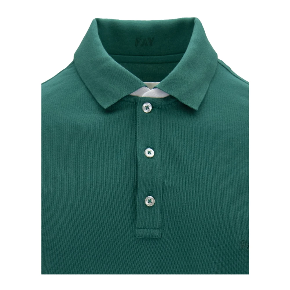 Fay Heren Button Polo Shirt Green Heren