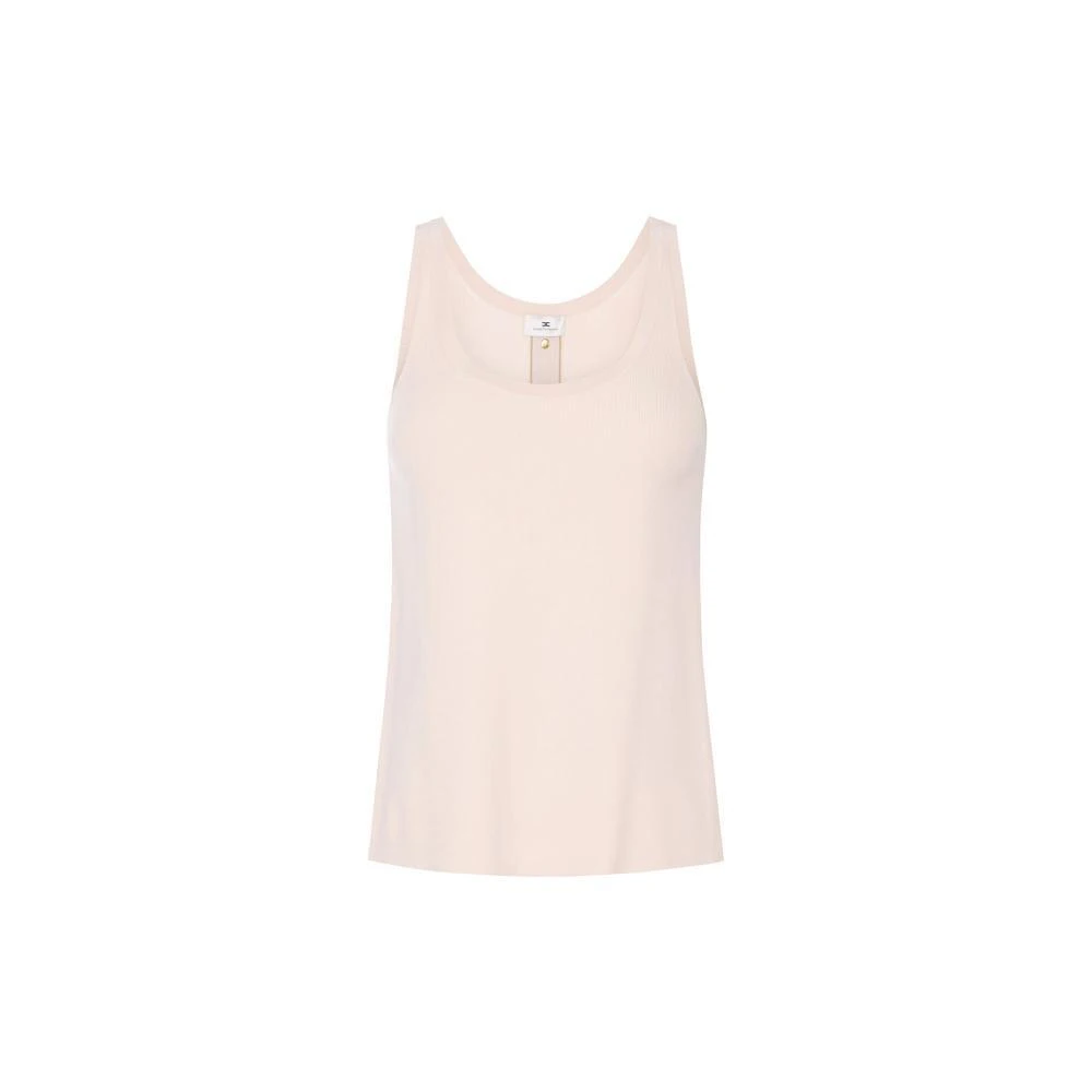 Elisabetta Franchi Women's Beige Sleeveless Tops, S, Sleeveless Knit Top