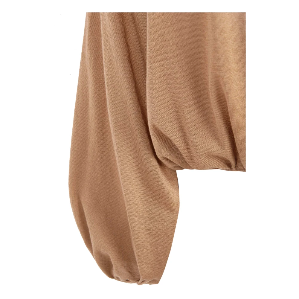 Cortana Kasjmier Gebreide Top met Ronde Hals Brown Dames