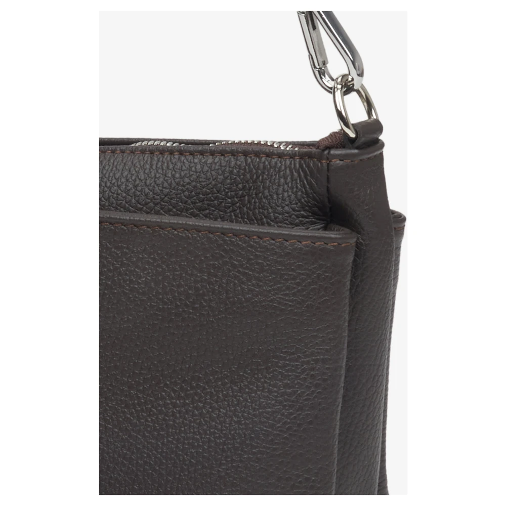 Estro Donkerbruine Crossbodytas voor dames gemaakt van Premium Italiaans Leer Brown Dames