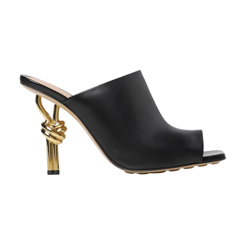 Bottega Veneta Women's Black Leather Knot Heeled Mules