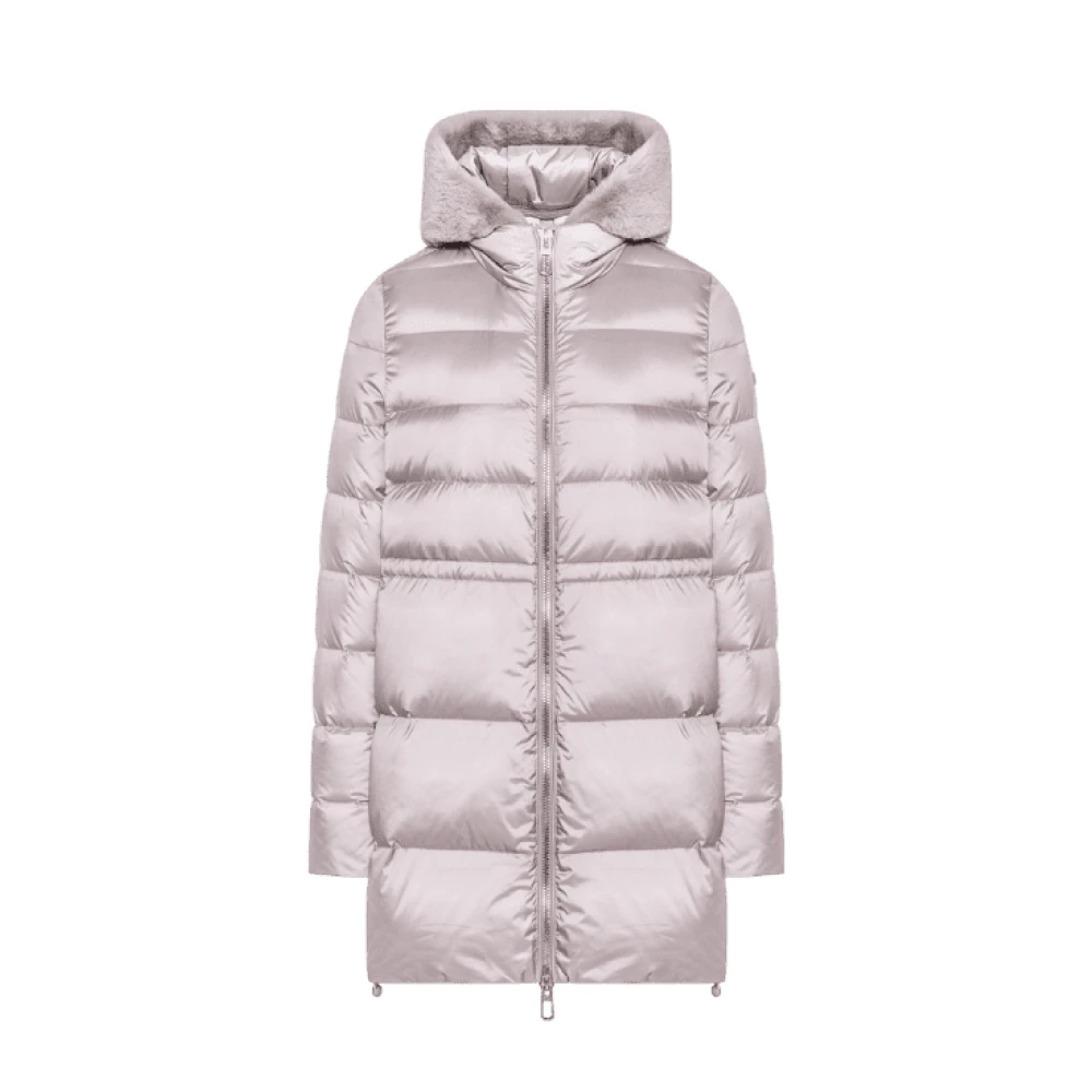 Duno Beige Hooded Puffer Jacket Selma Purple Dames