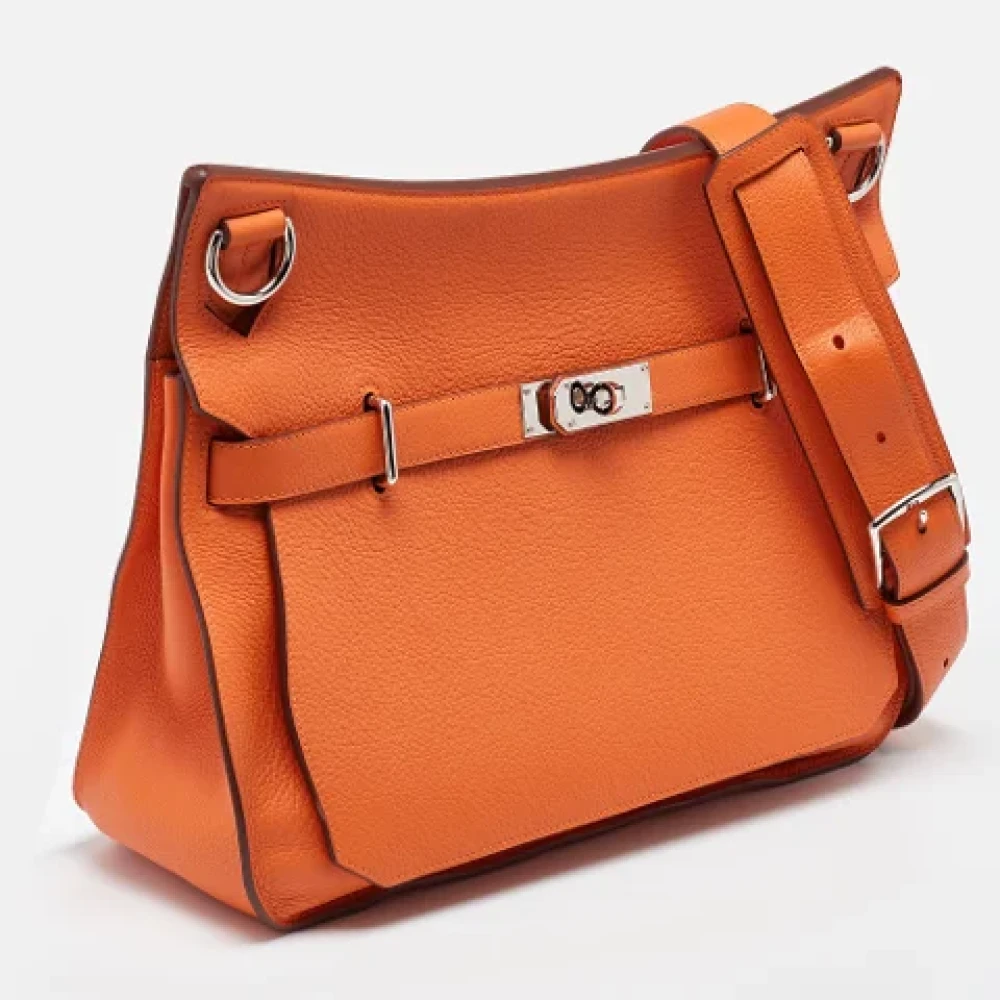 Hermès Vintage Pre-owned Leather crossbody-bags Orange Dames