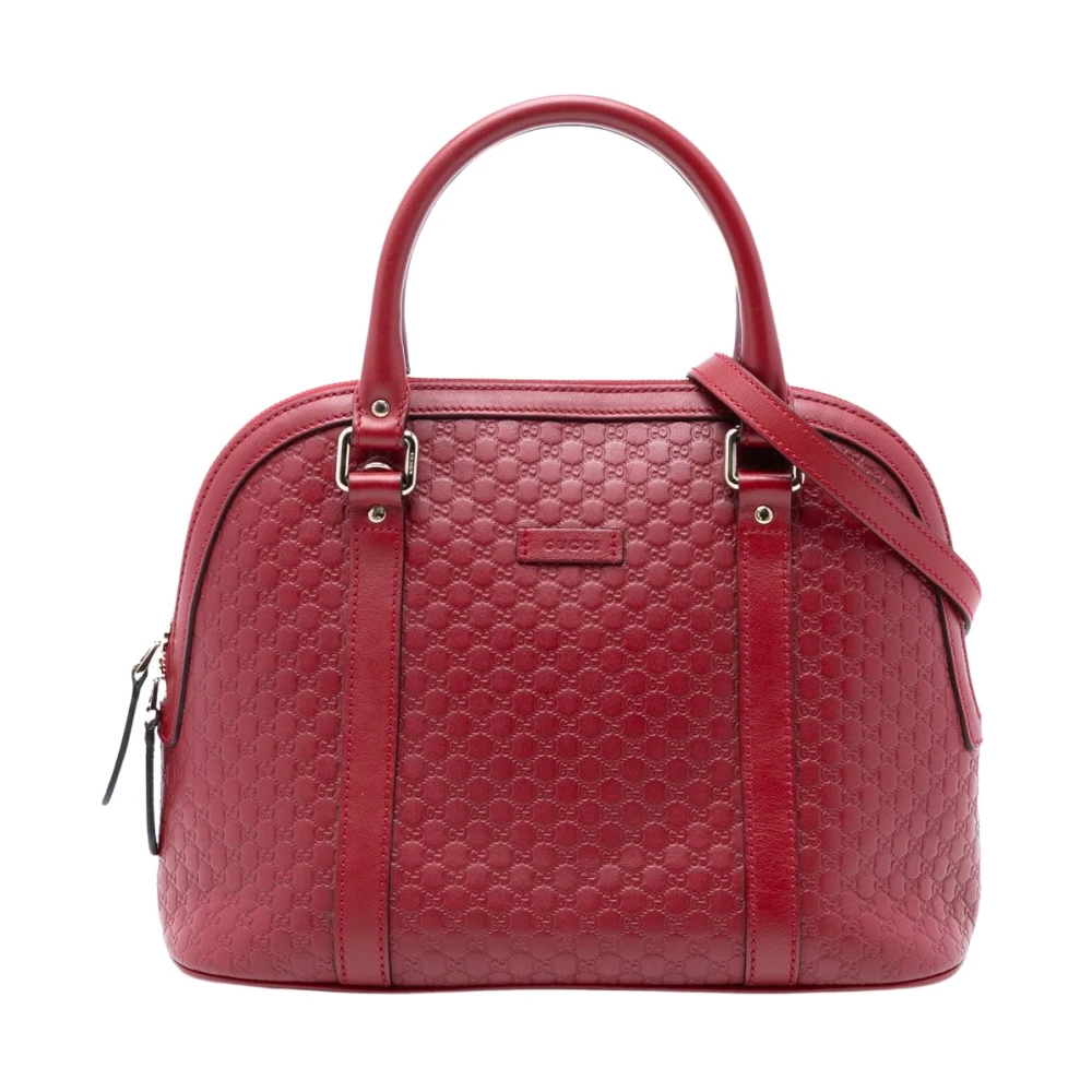 Gucci Vintage Women's Red Pre-Owned Structu Leather Satchel