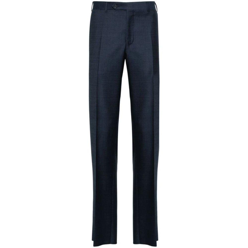 Canali Straight Trousers Blue Heren