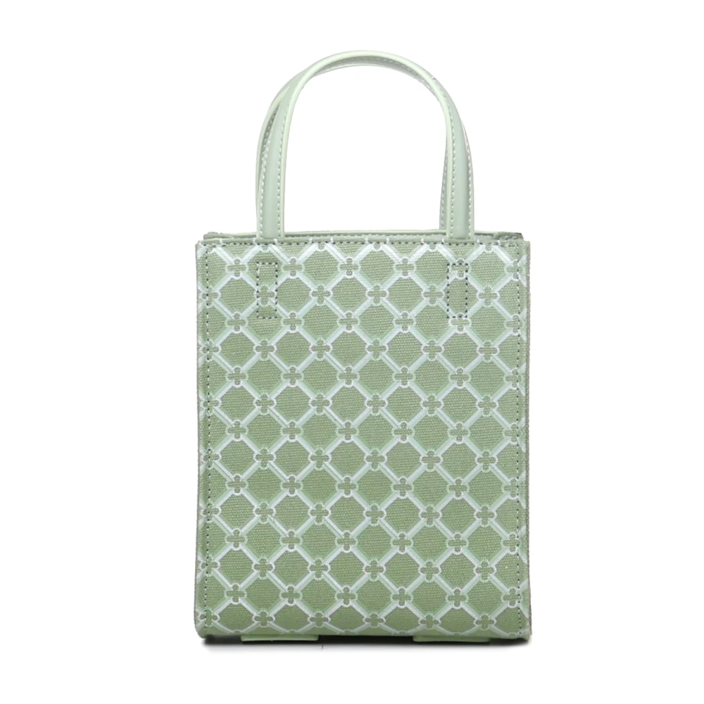 V73 Geometrische Print Eco-Vriendelijke Tas met Rits Green Dames