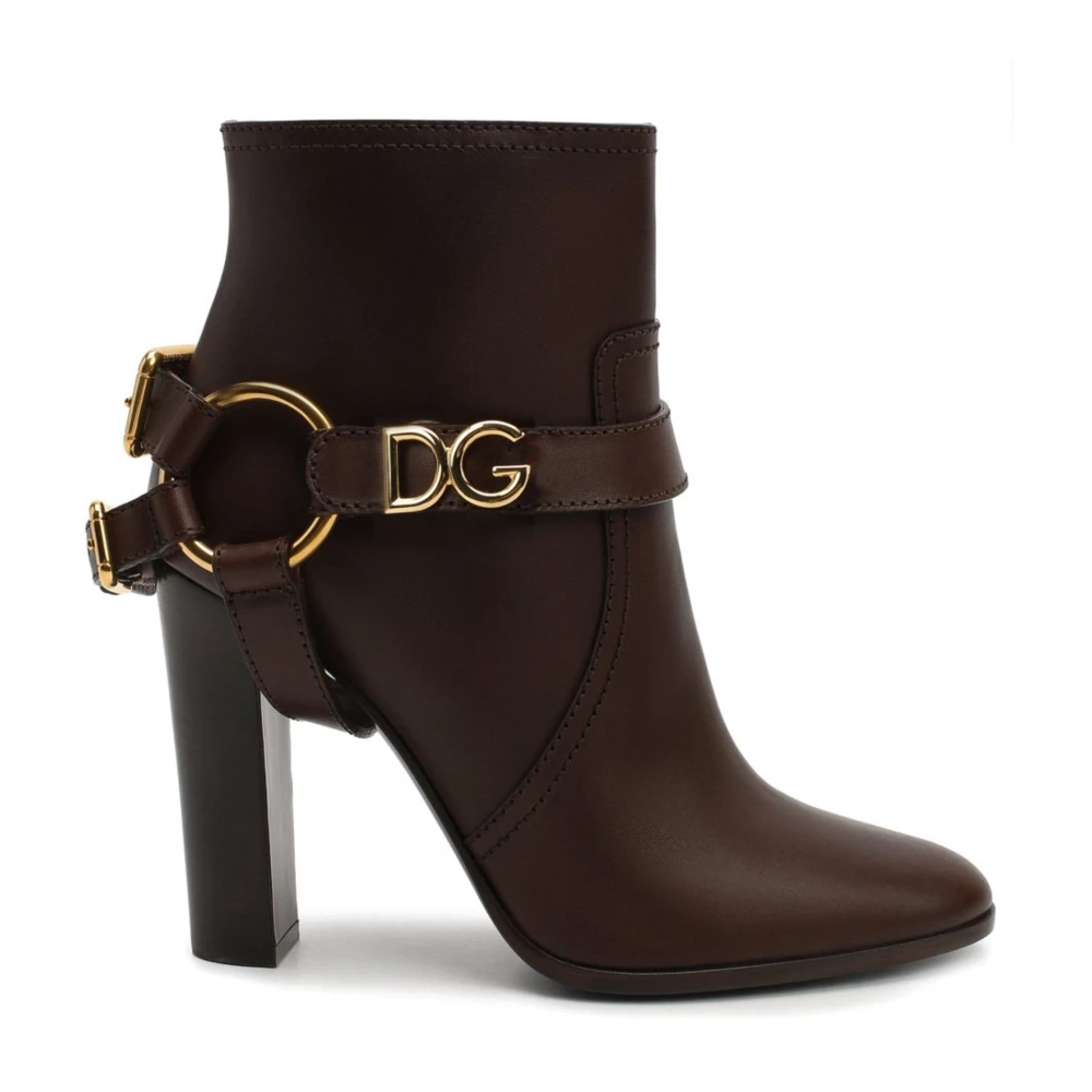 Dolce & Gabbana Bruna Läder Ankelboots för Kvinnor Brown, Dam