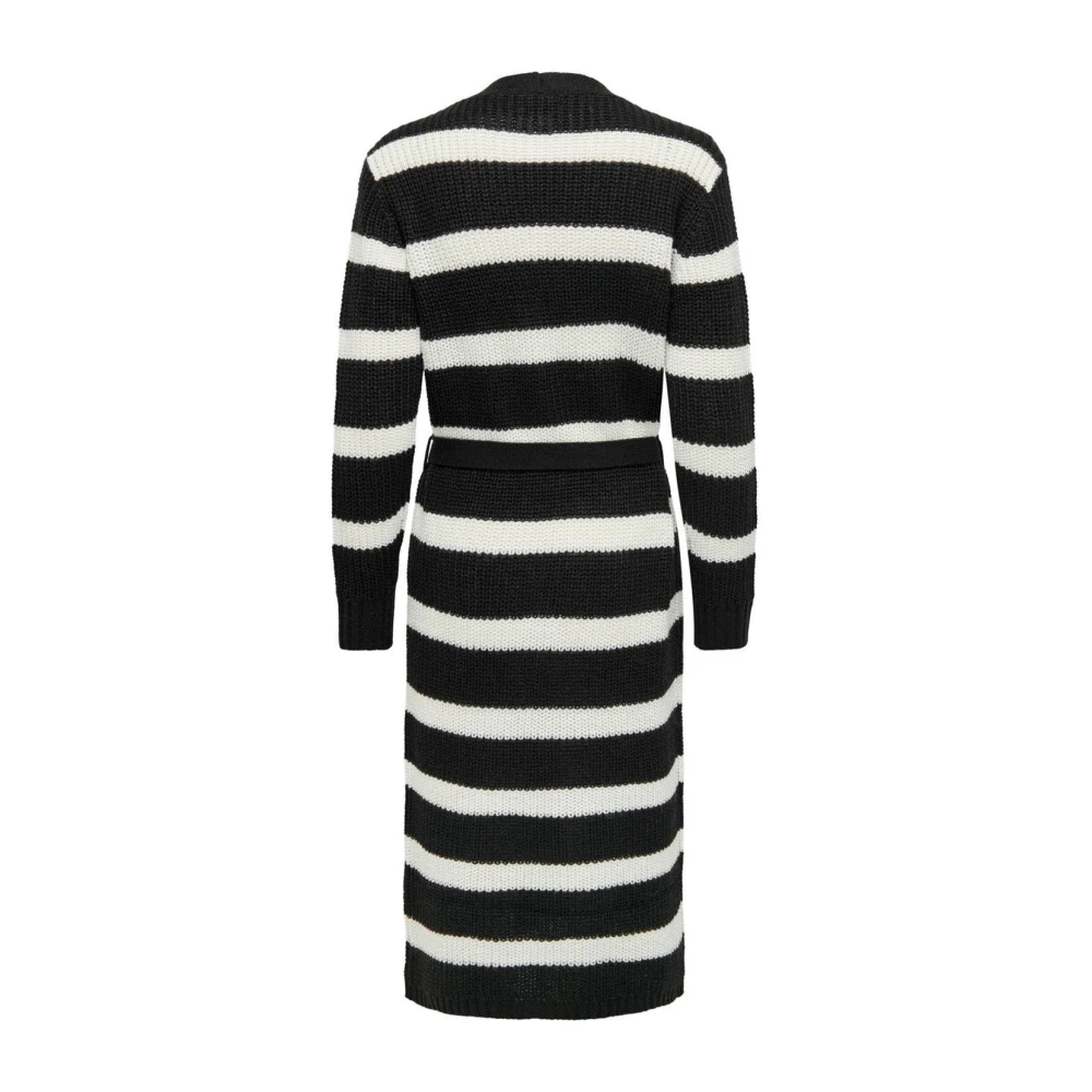 Jacqueline de Yong Gestreepte Lange Mouw Gebreide Vest Black Dames
