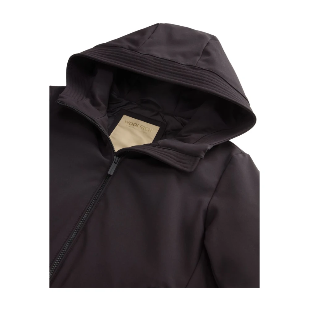 Woolrich Zwarte Softshell Hooded Winterjas Black Dames