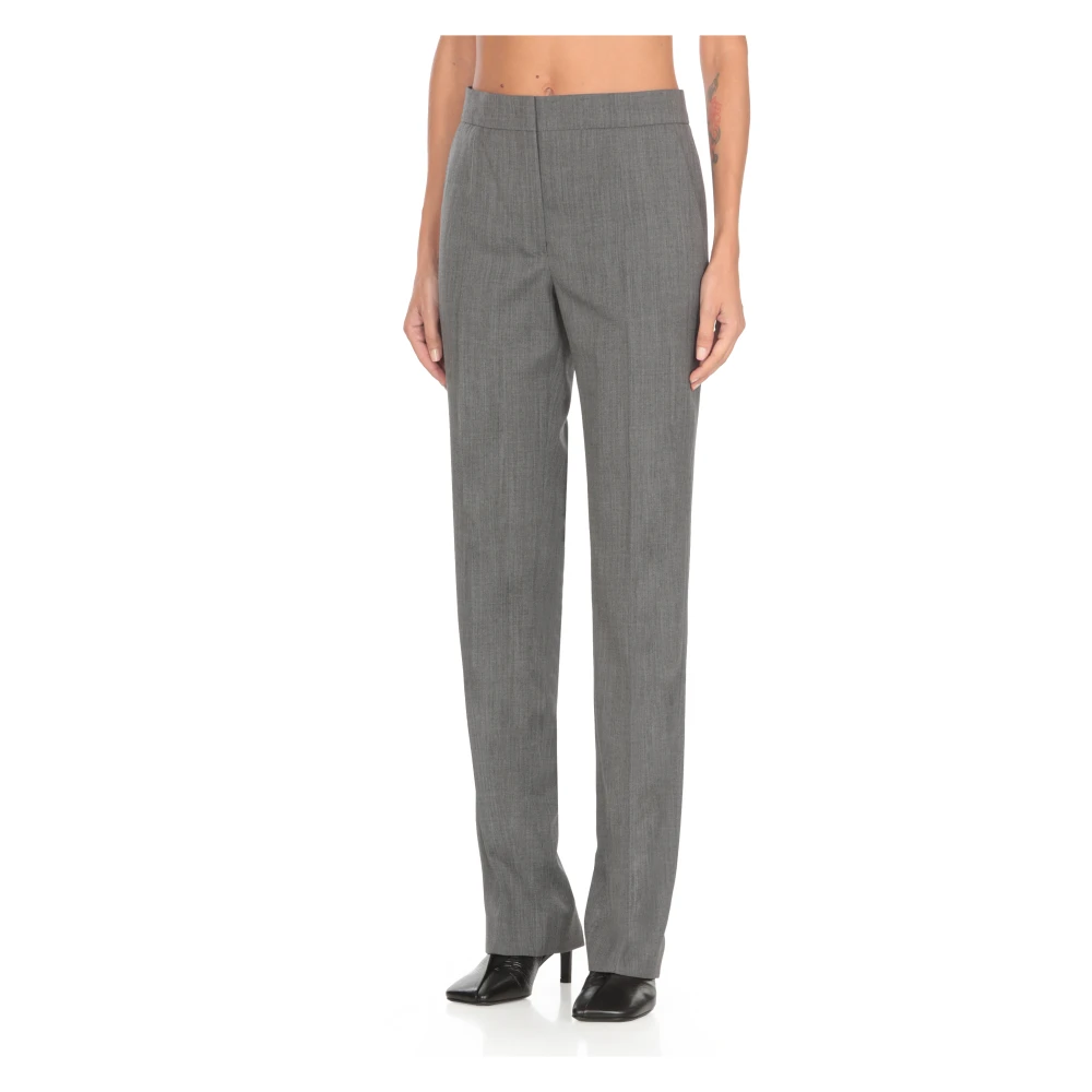 Jil Sander Grijze Wollen Broek met Zakken Gray Dames