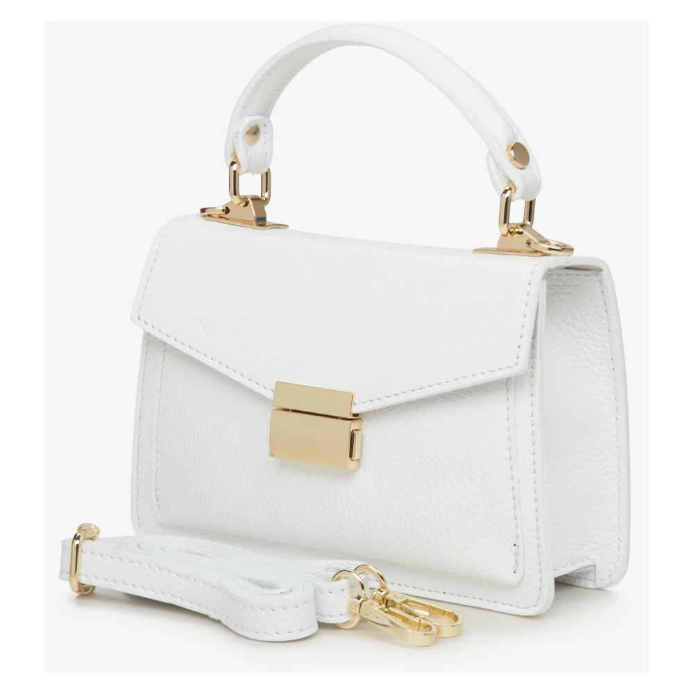 Estro Dames Kleine Witte Satchel Handtas gemaakt van Premium Italiaans Echt Leer Er00115564 White Dames