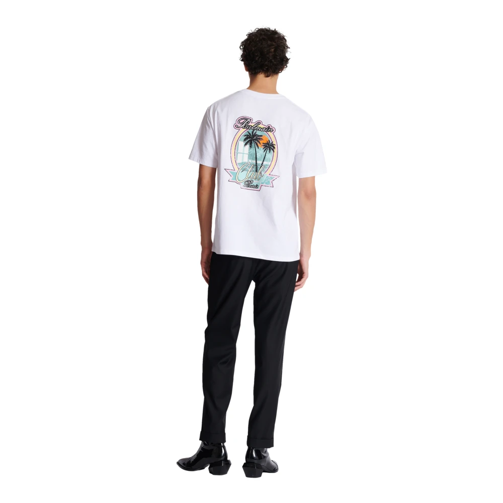 Balmain Club Signature bedrukt T-shirt White Heren