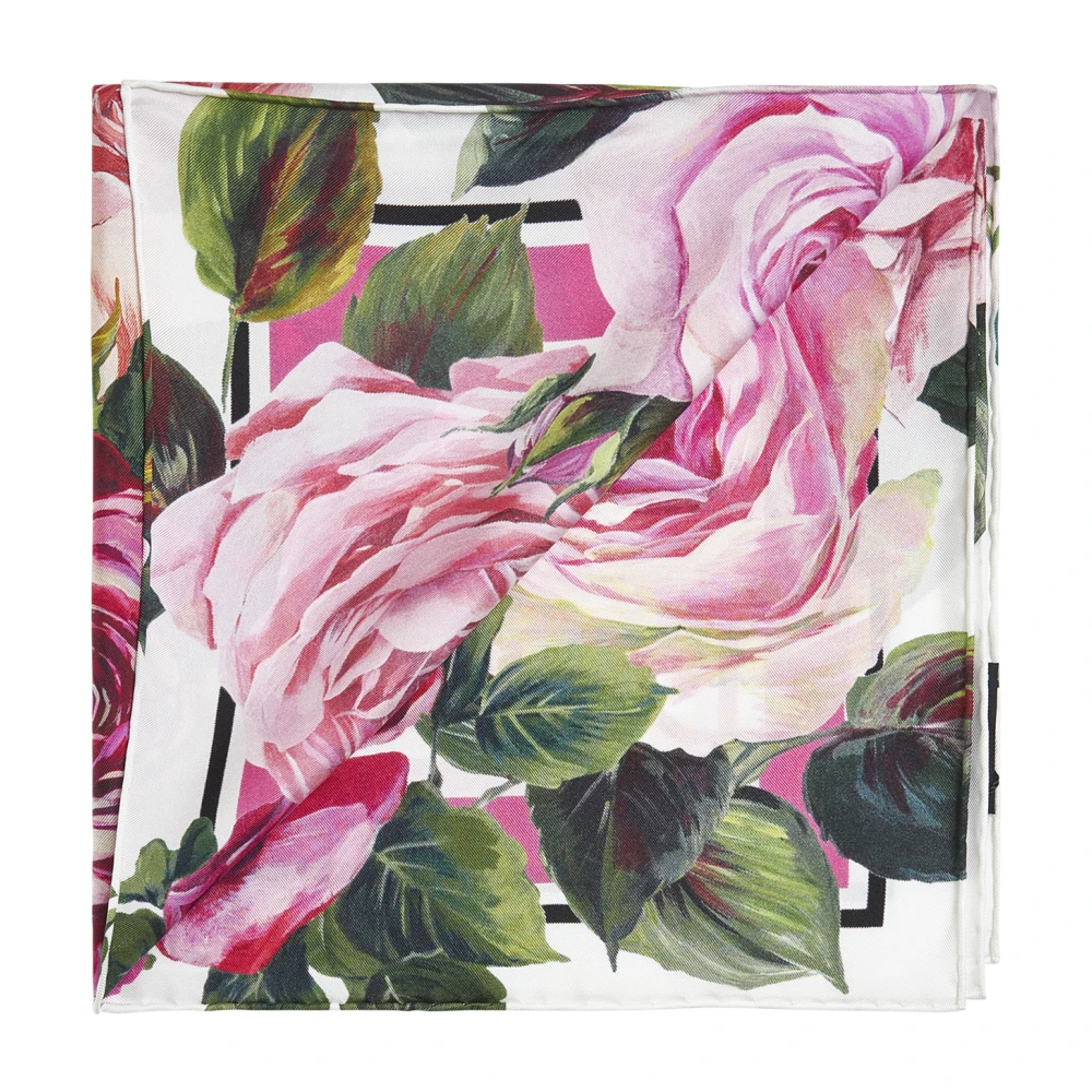 Dolce & Gabbana Zijden Rozenprint Vierkante Sjaal Multicolor Dames