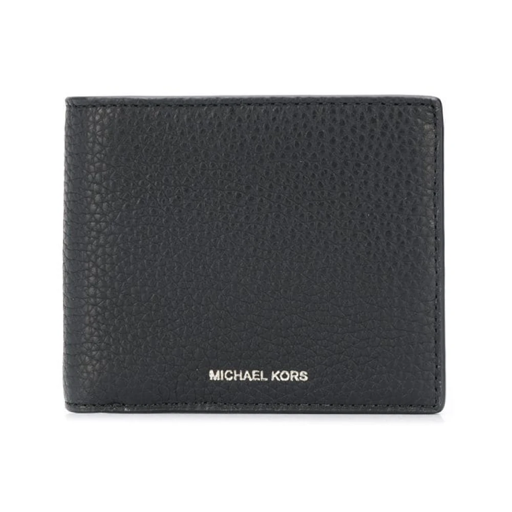 Michael Kors Zwarte leren portemonnee met geprägd logo Black Heren