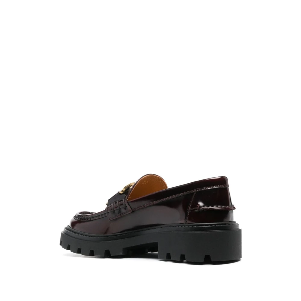 TOD'S Bruine Leren Loafers met Hak Brown Dames