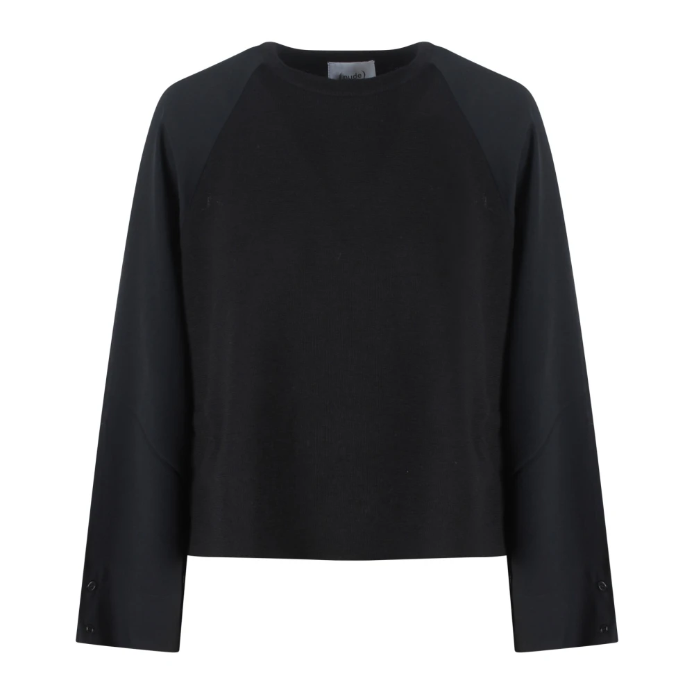 Nude Zijden Mouw Crew Neck Sweater Black Dames