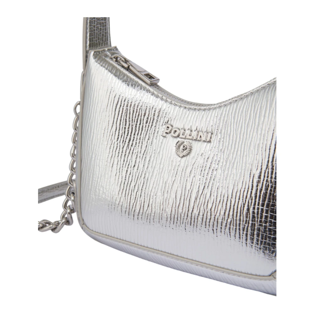 Pollini Zilveren Mini Tas met Kettingriem Gray Dames