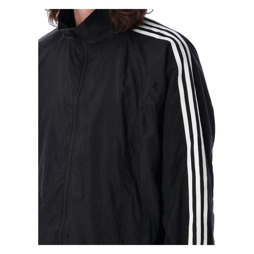 Y-3 Zwarte 3-Stripes Nylon Shell Jas Black Heren