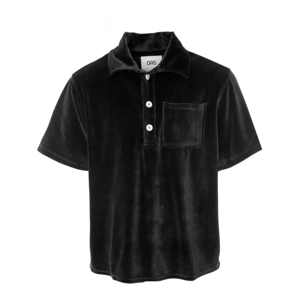 OAS Zachte Velours Poloshirt met Zak Black Heren
