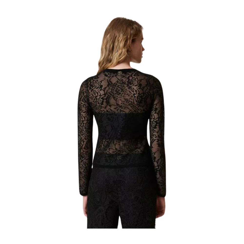 Twinset Kanten Top Black Dames