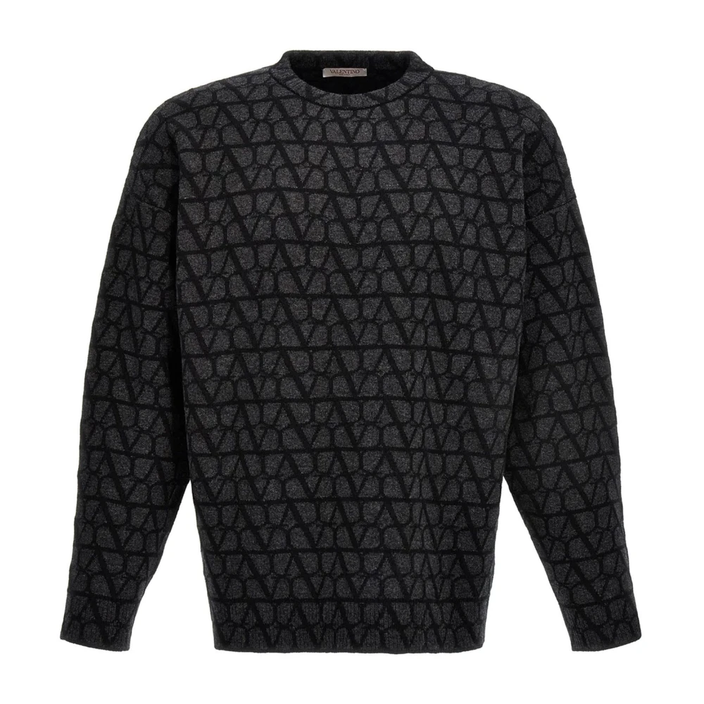 Valentino Iconographe Logo Pullover Sweater Black Heren
