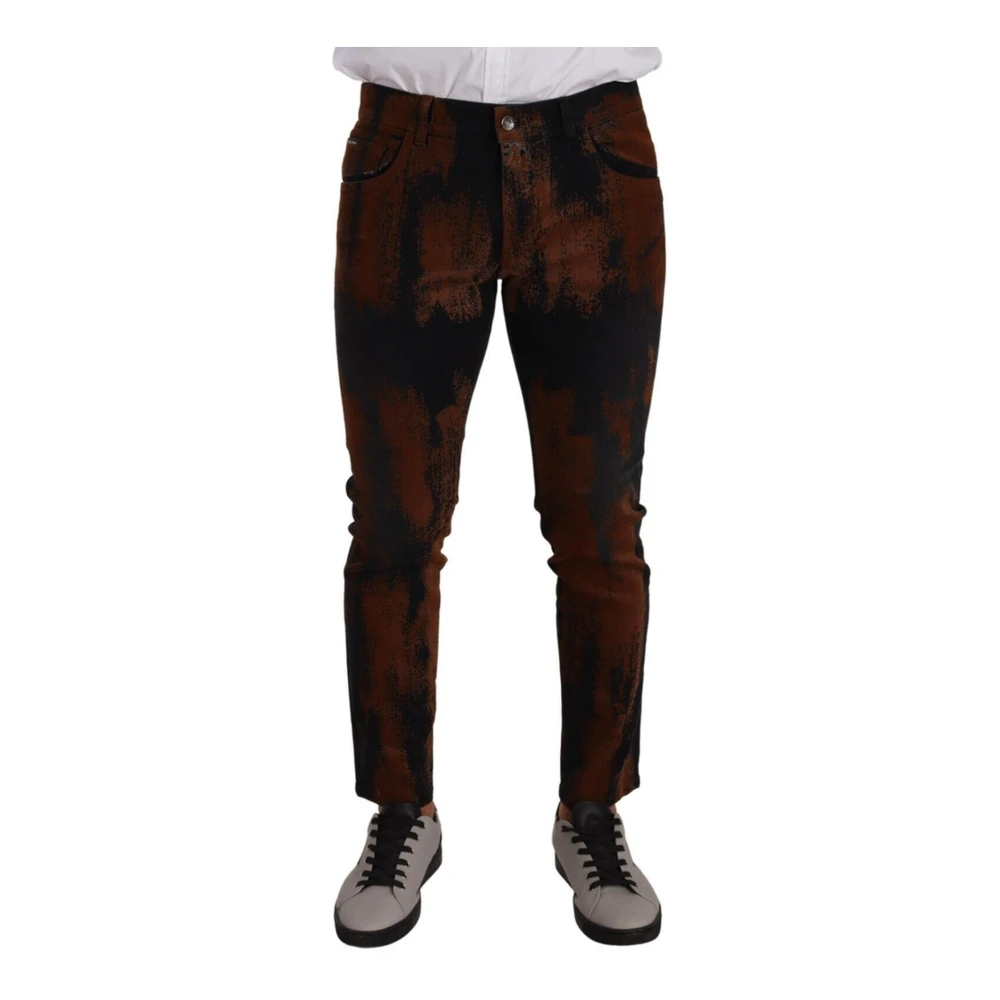 Dolce & Gabbana Men's Black/Brown Tie Dye Skinny Jeans