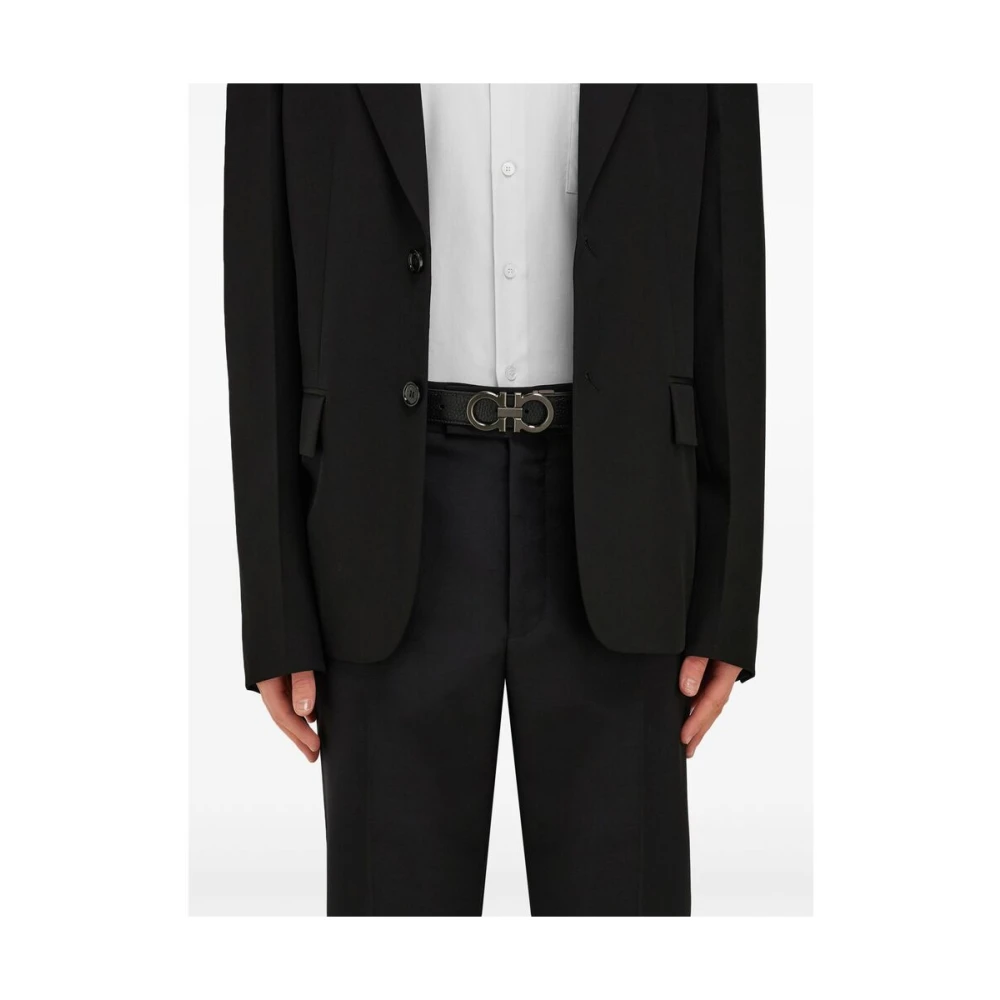 Salvatore Ferragamo Omkeerbare Gancini Gesp Riem Black Heren