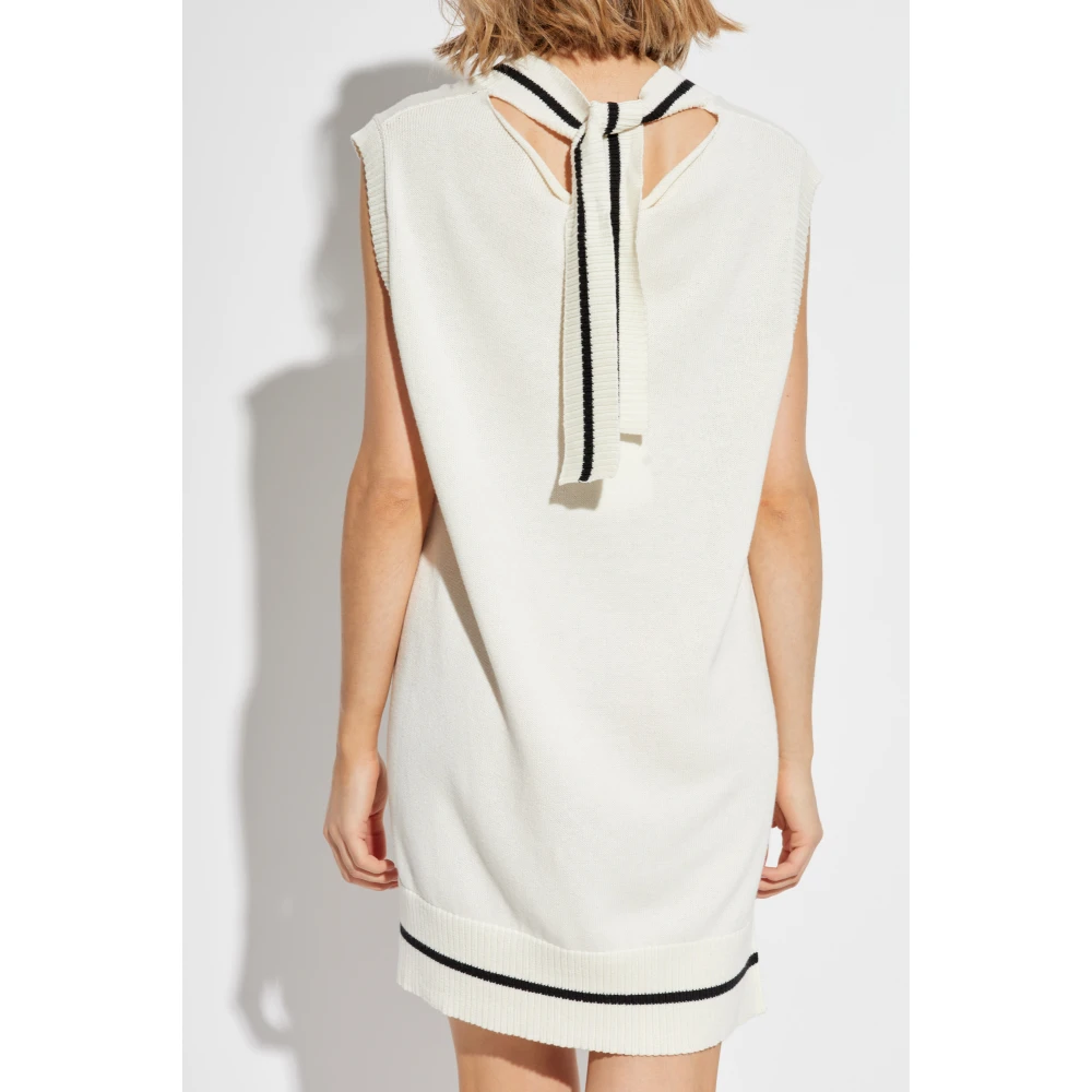 MM6 Maison Margiela Gebreide jurk met logo Beige Dames