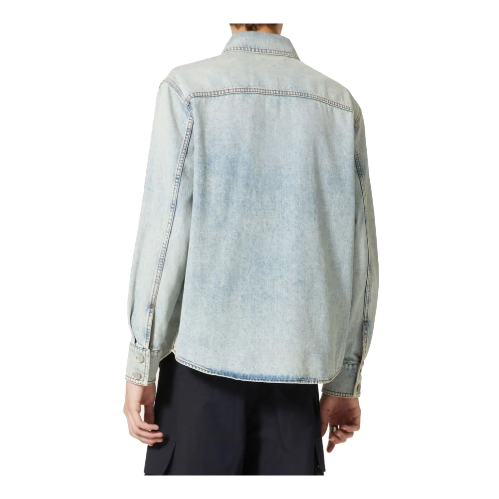 Valentino Denim overhemd met V-detail zak Blue Heren