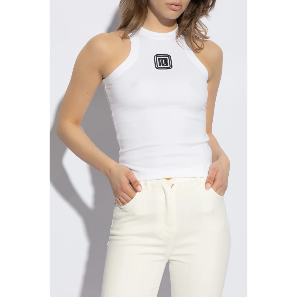 Balmain Top met logo White Dames