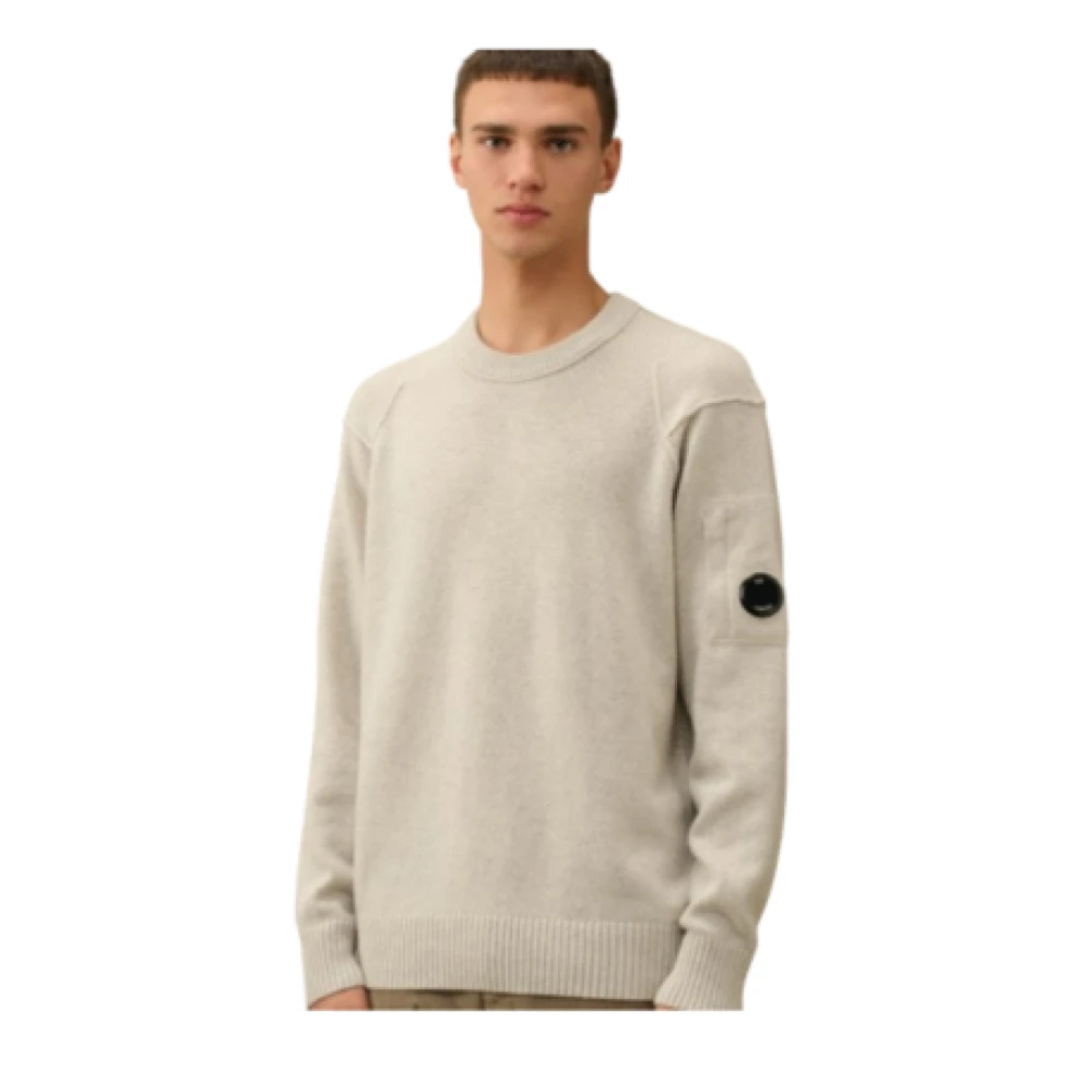 C.P. Company Geribbelde ronde hals wollen trui White Heren