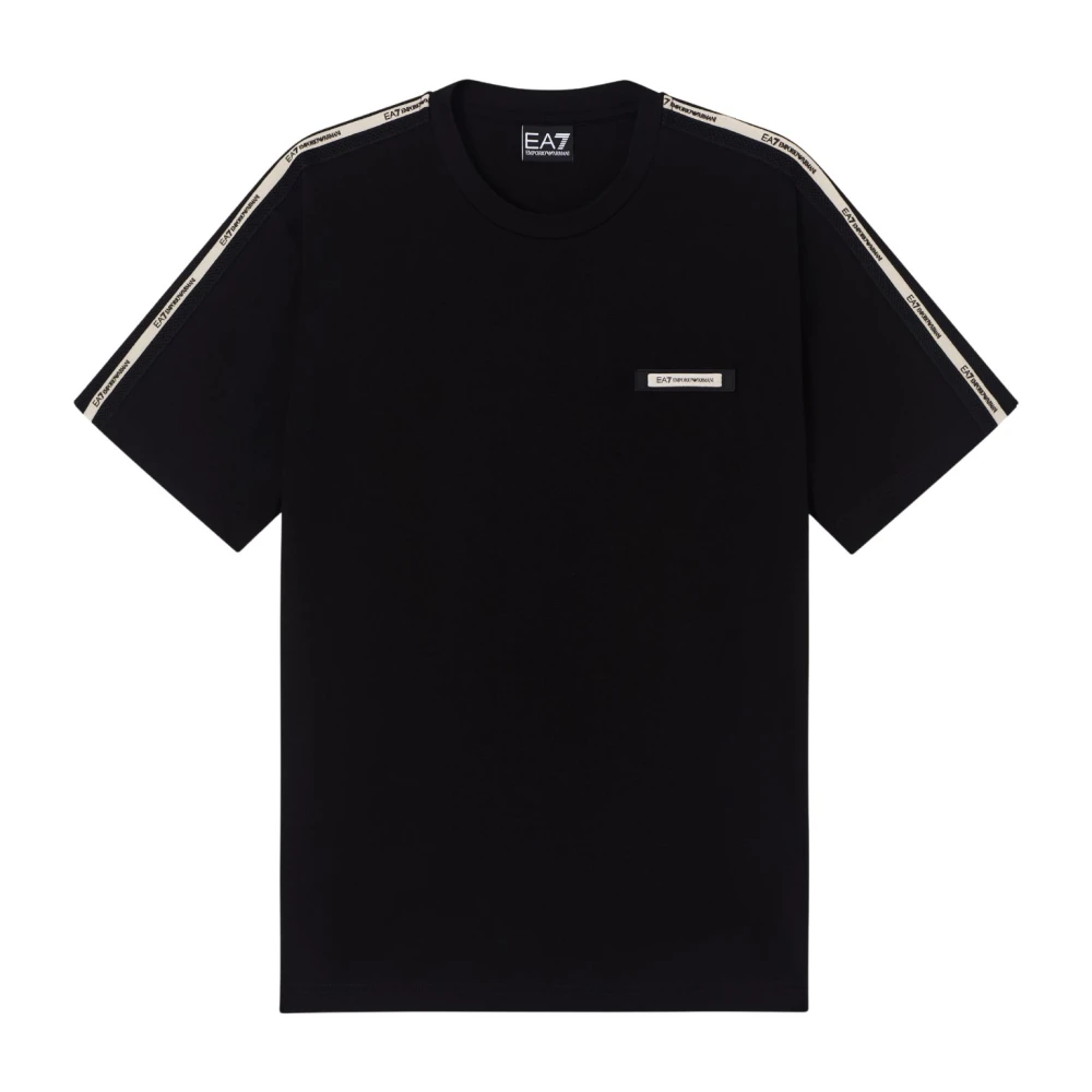 Emporio Armani Ea7 Mannelijk Zwart Logo Series Katoenen T-Shirt Met Ronde Hals