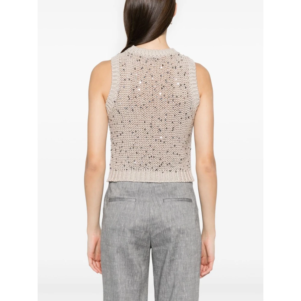 PESERICO Beige Gebreide Jas voor Vrouwen Beige Dames