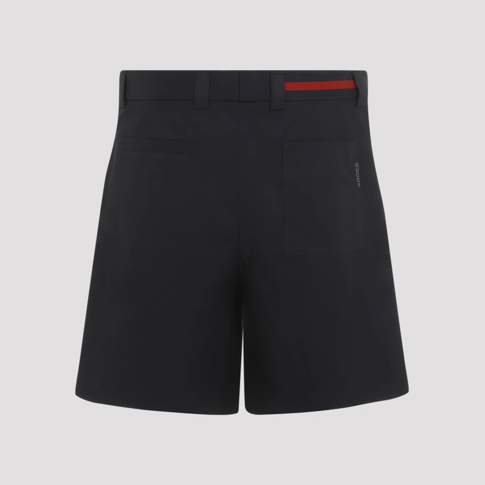 Gucci Double Cotton Twill Short met Web Black Heren
