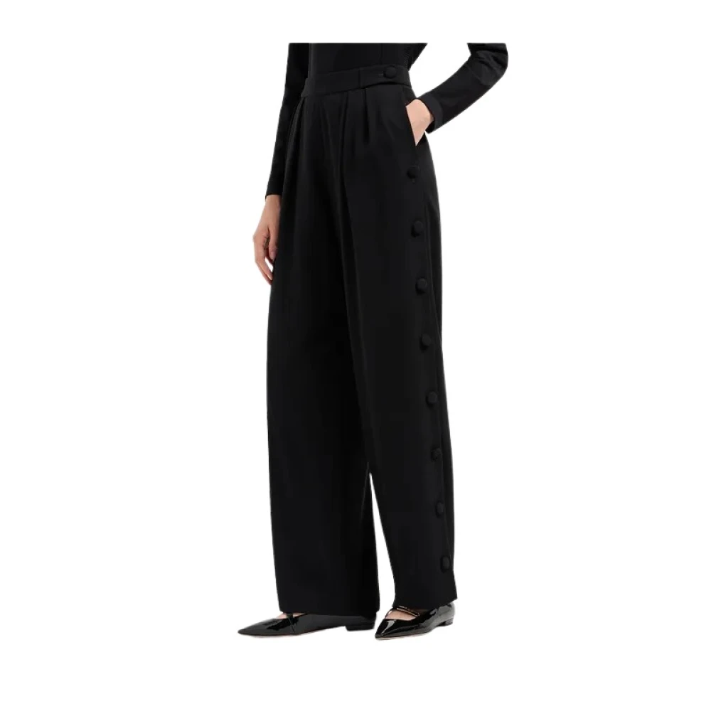 Emporio Armani Cady broek met plooien en zijknopen Black Dames